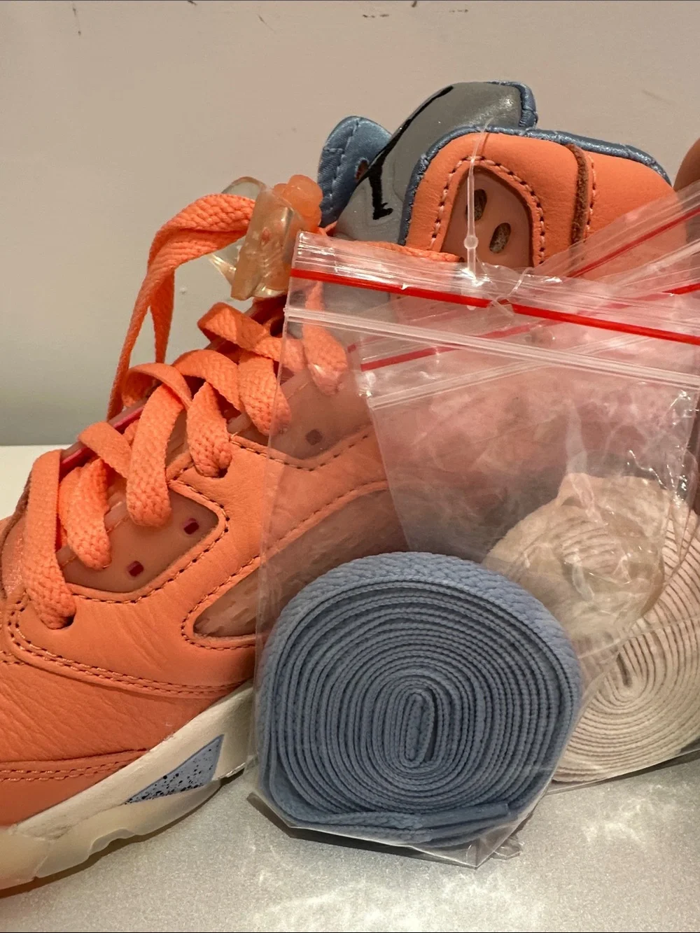 Jordan Retro 5 DJ Khalid  High-Top Sneakers in Coral Orange with Silver Tongue